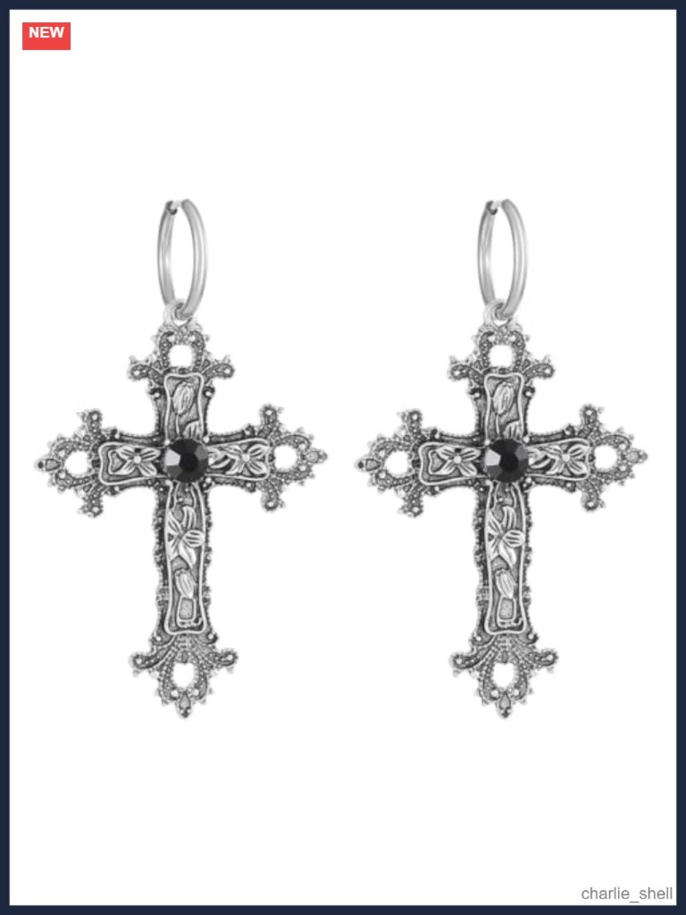 Gothic Cross Drop Dangle Earrings Zinc Alloy Crystal Women's Jewelry